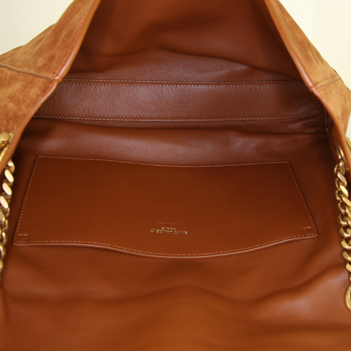 Bolso bandolera Saint Laurent Kate Réversible en cuero color camel - Detail D3
