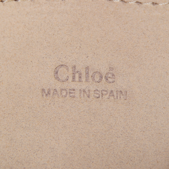 Bolso bandolera Chloé Faye en piel de potro marrón y beige y cuero negro - Detail D3
