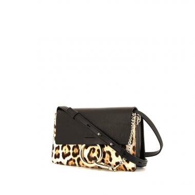 Bolso bandolera Chloé Faye en piel de potro marrón y beige y cuero negro