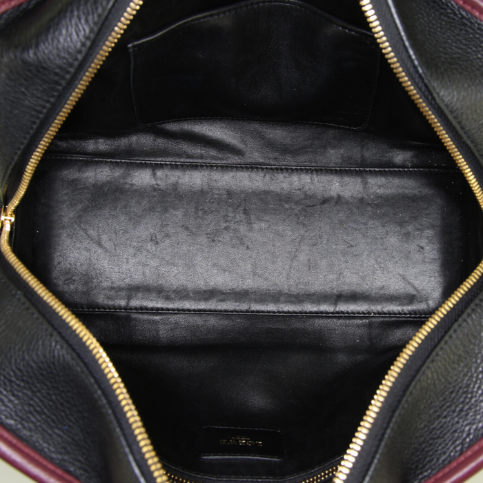 Loewe Amazona small model handbag in black, burgundy and brown tricolor leather - Detail D2