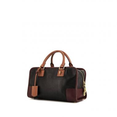 Bolso de mano Loewe Amazona modelo pequeño en cuero tricolor negro, color burdeos y marrón