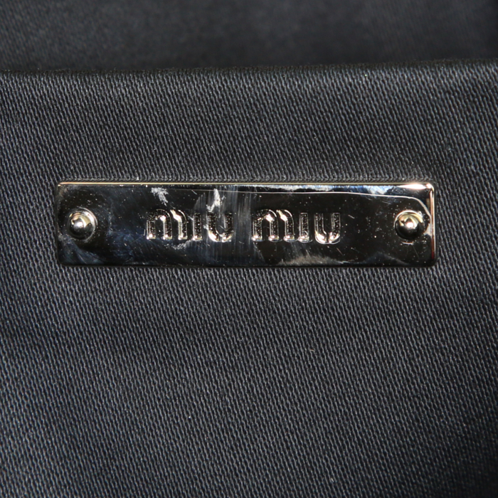 Borsa da spalla o a mano Miu Miu Iconic Crystal in pelle trapuntata nera con strass - Detail D3