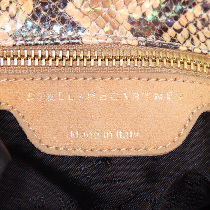 Stella McCartney Falabella shoulder bag in beige satiny canvas - Detail D3