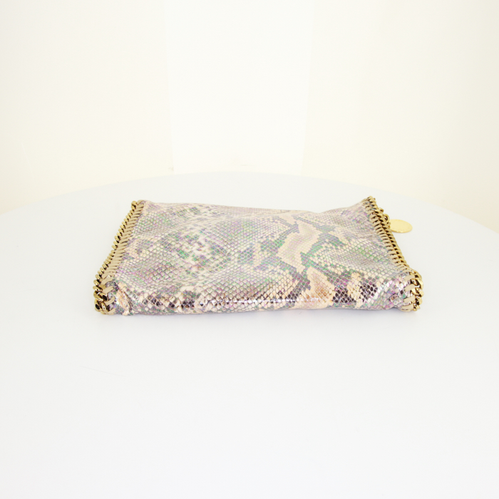 Stella McCartney Falabella shoulder bag in beige satiny canvas - Detail D4