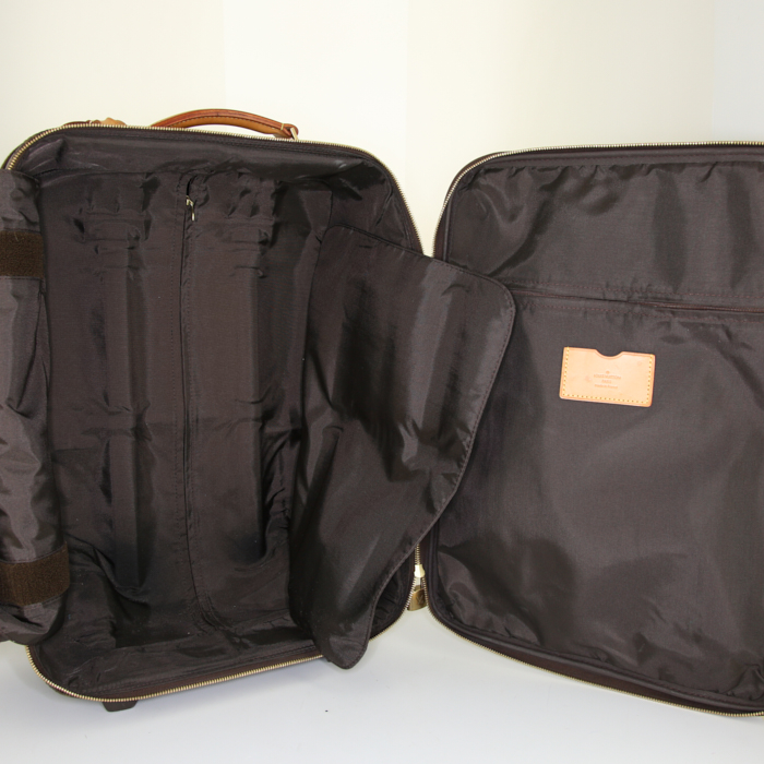 Valise Louis Vuitton Bosphore en toile monogram marron et cuir naturel - Detail D2