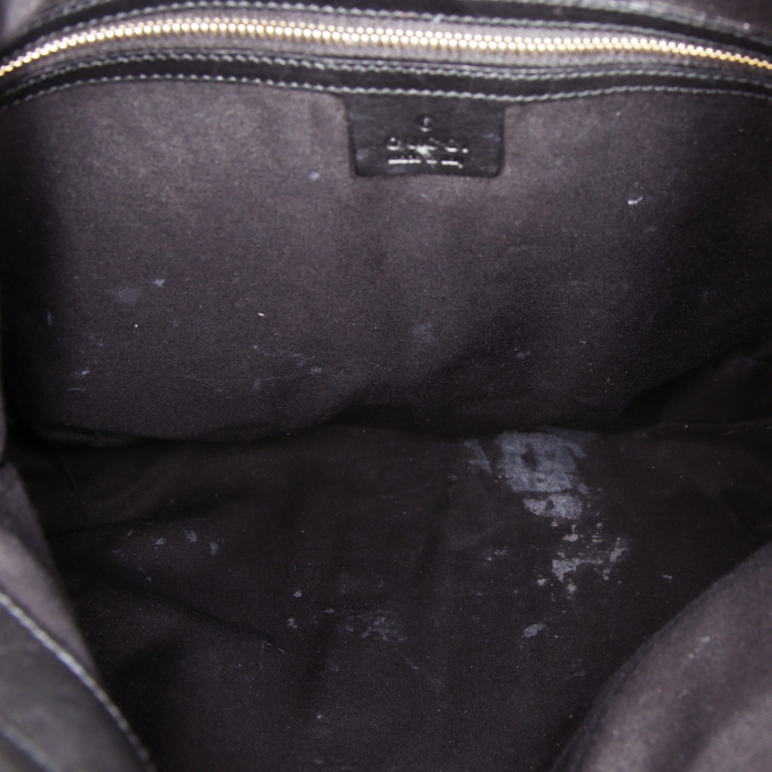 Gucci Jackie handbag in black leather and bicolor canvas - Detail D2