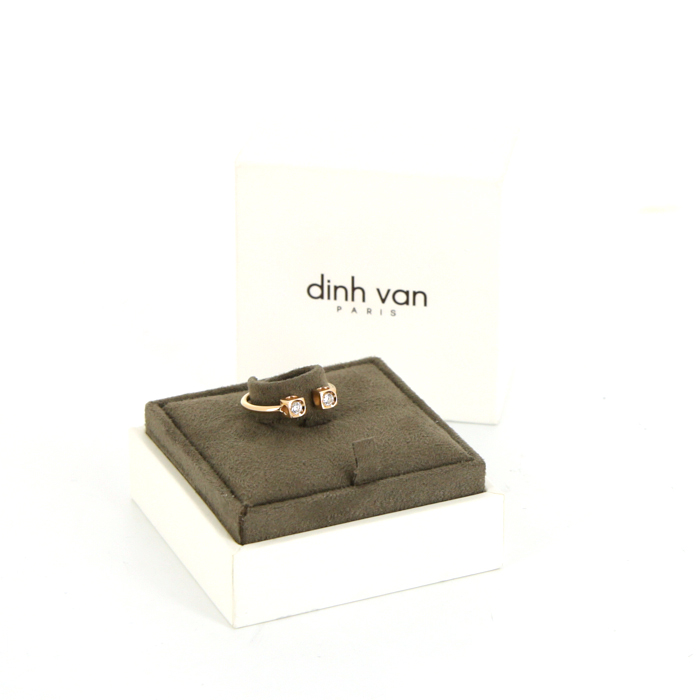 Open Dinh Van Cube ring in pink gold and diamonds - Detail D2