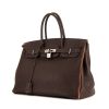 Hermes Birkin 35 cm handbag in brown leather taurillon clémence and orange piping - 00pp thumbnail