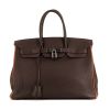 Hermes Birkin 35 cm handbag in brown leather taurillon clémence and orange piping - 360 thumbnail