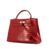 Hermes Kelly 32 cm bag worn on the shoulder or carried in the hand in red Braise niloticus crocodile - 00pp thumbnail
