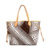 Shopping bag Louis Vuitton Neverfull in tela monogram con decori geometrici e pelle naturale - 360 thumbnail
