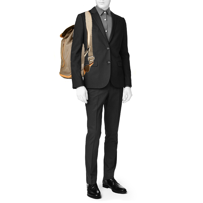 Mochila Louis Vuitton Geant Pionnier en tela monogram beige y cuero natural - Detail D1