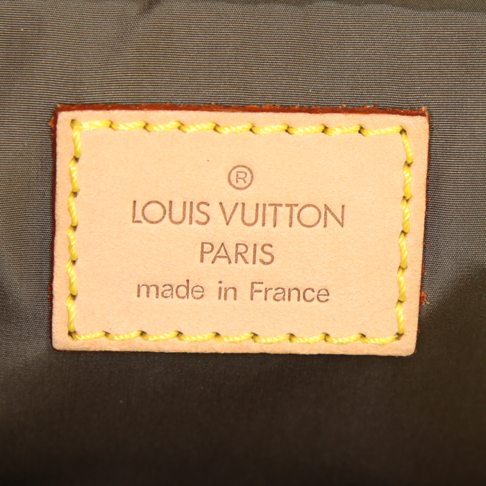 Mochila Louis Vuitton Geant Pionnier en tela monogram beige y cuero natural - Detail D3