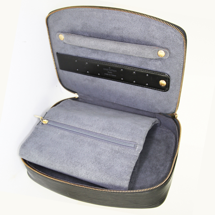 Caja de joyas Louis Vuitton en cuero Epi negro - Detail D1