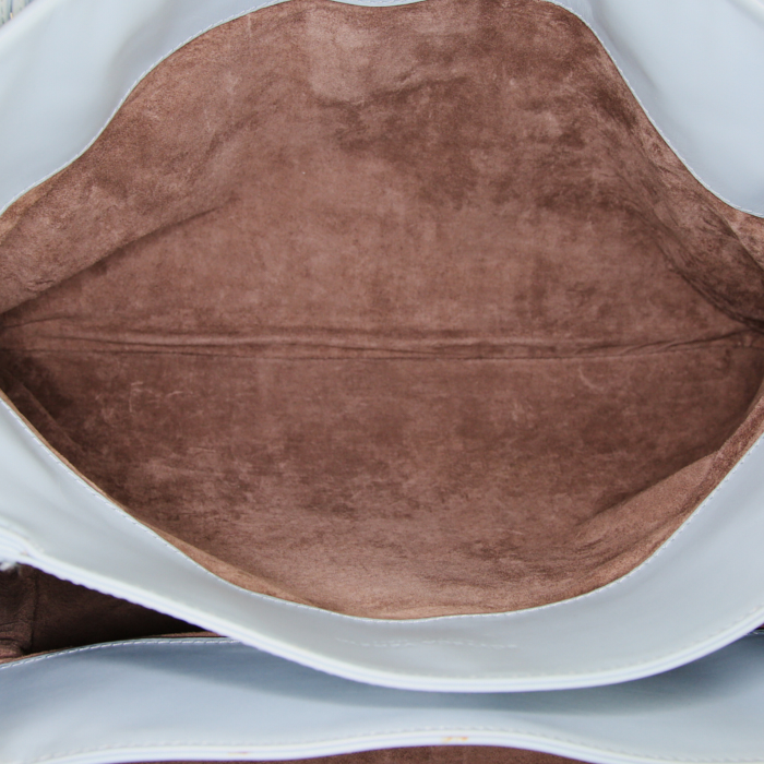 Bolso de mano Bottega Veneta Roma en cuero intrecciato azul claro - Detail D2