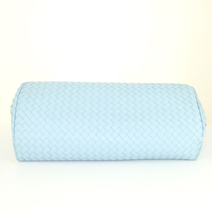 Bolso de mano Bottega Veneta Roma en cuero intrecciato azul claro - Detail D4