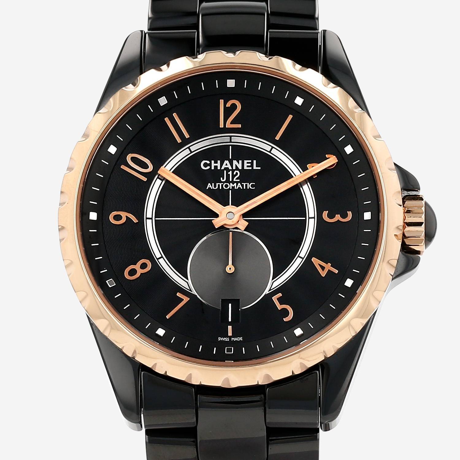 Chanel J12 watch in pink gold and black ceramic Ref:  H3838 Circa  2010