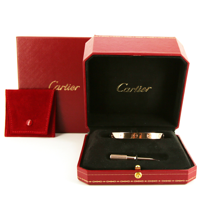 Bracelet Cartier Love en or rose, taille 17 - Detail D2