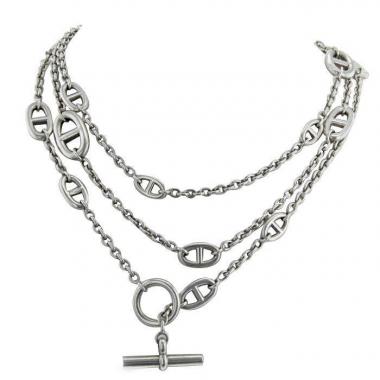 Hermes Farandole large model long necklace in silver