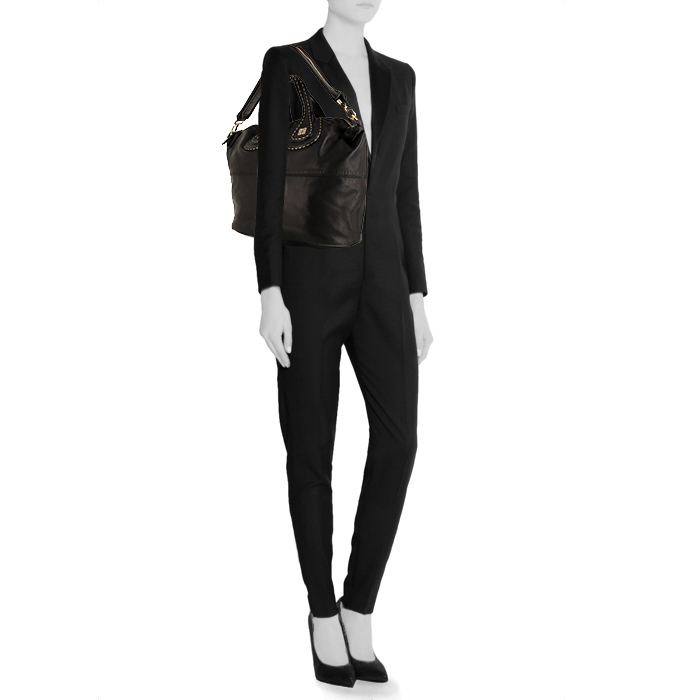 Bolso de mano Givenchy Nightingale en cuero negro - Detail D2