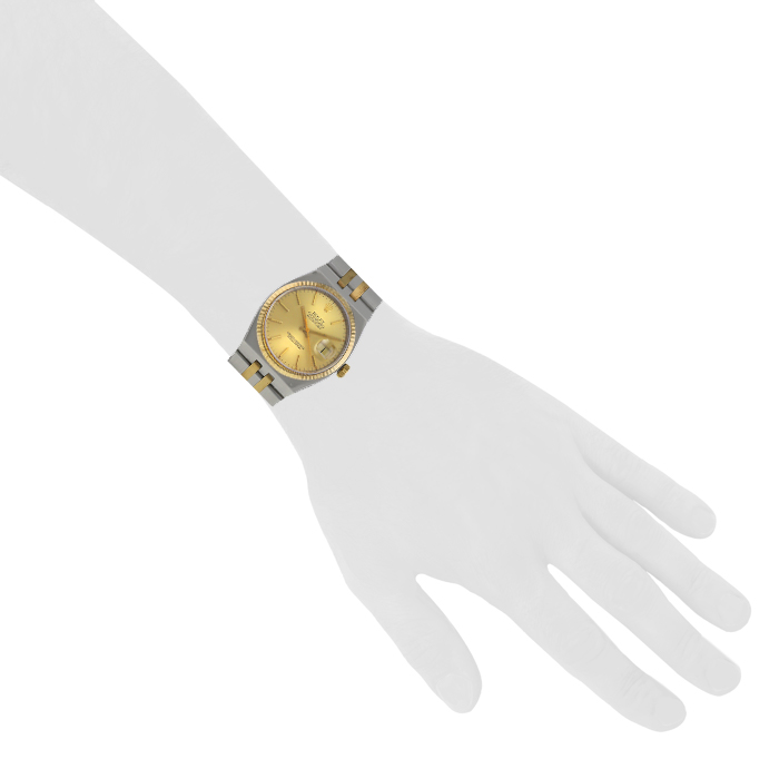 Montre Rolex Oysterquartz Datejust en acier et or jaune 14k Ref :  17013 Vers  1980 - Detail D1