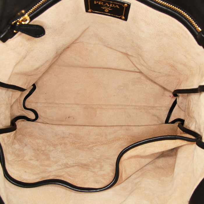 Sac cabas Prada Daino en cuir noir - Detail D3