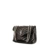 Bolso de mano Saint Laurent Loulou modelo mediano en cuero acolchado con motivos de espigas negro - 00pp thumbnail