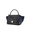 Celine Trapeze medium model handbag in navy blue leather and navy blue suede - 00pp thumbnail