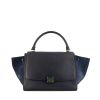 Celine Trapeze medium model handbag in navy blue leather and navy blue suede - 360 thumbnail