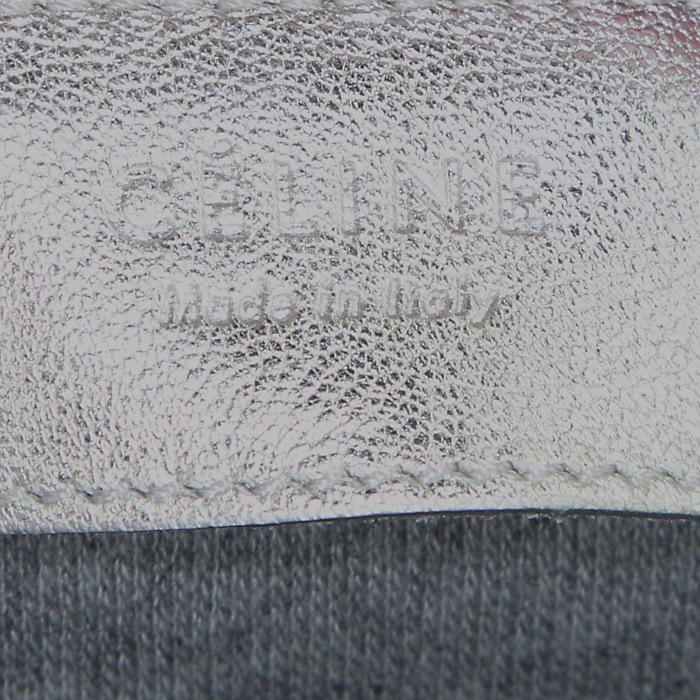 Sac bandoulière Céline Trio grand modèle en cuir argenté - Detail D4