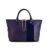 Chloé Baylee shoulder bag in blue leather and blue suede - 360 thumbnail