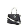 Dior Be Dior medium model shoulder bag in navy blue leather and silver patent leather - 00pp thumbnail