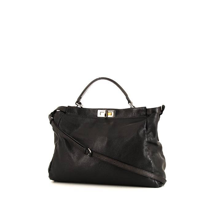 Fendi Peekaboo handbag in black grained leather - 00pp