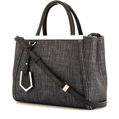 Bolso bandolera Fendi  2 Jours en lona denim gris y cuero negro