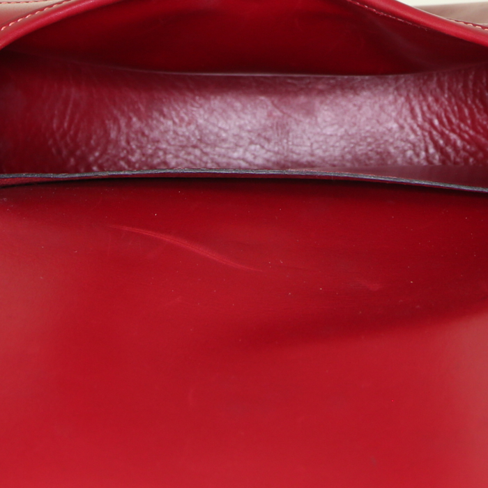 Borsa a spalla Hermes Balle De Golf in pelle box rossa - Detail D2