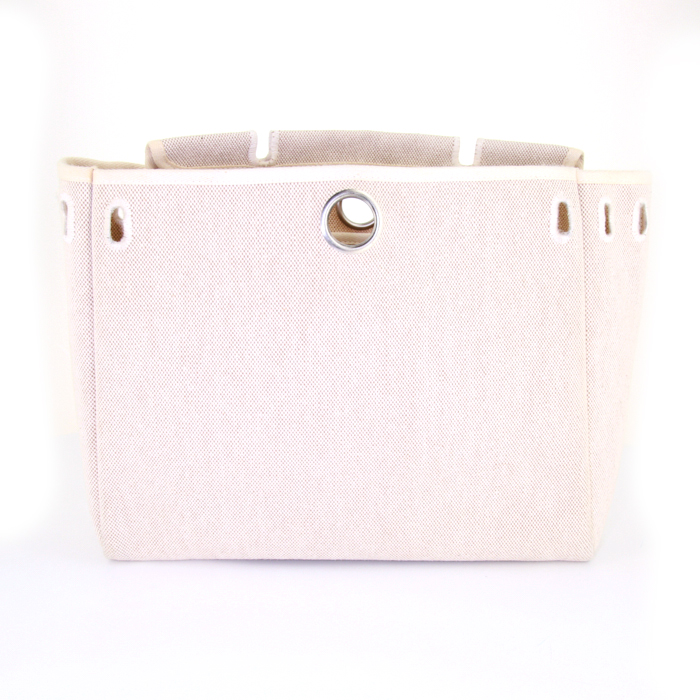 Hermès Herbag handbag in black leather and black canvas - Detail D5