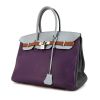 Hermes Birkin 35 cm handbag in purple, grey, Bleu Lin and fawn leather taurillon clémence - 00pp thumbnail