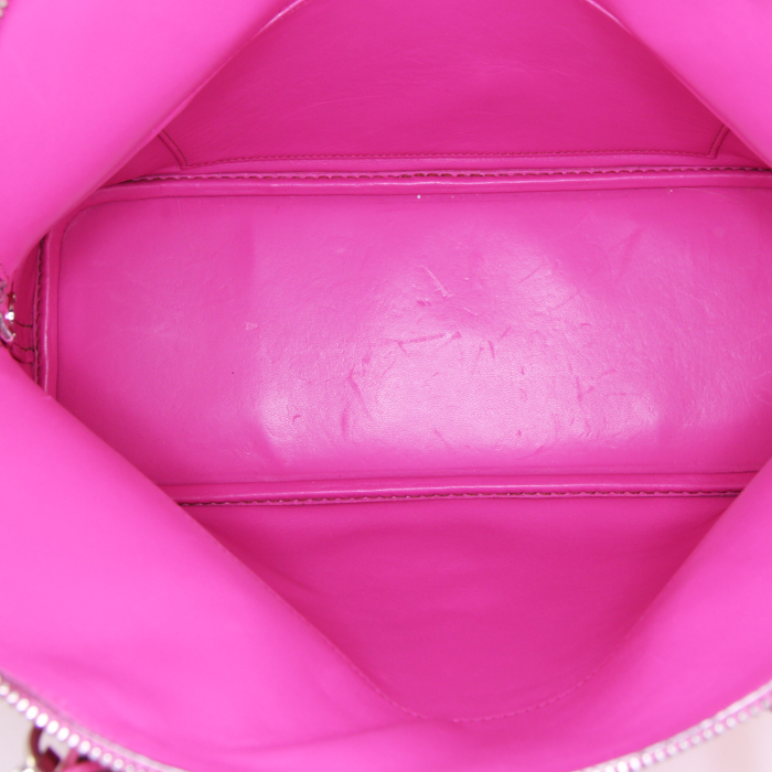 Sac à main Hermes Bolide moyen modèle en autruche rose-fushia - Detail D3