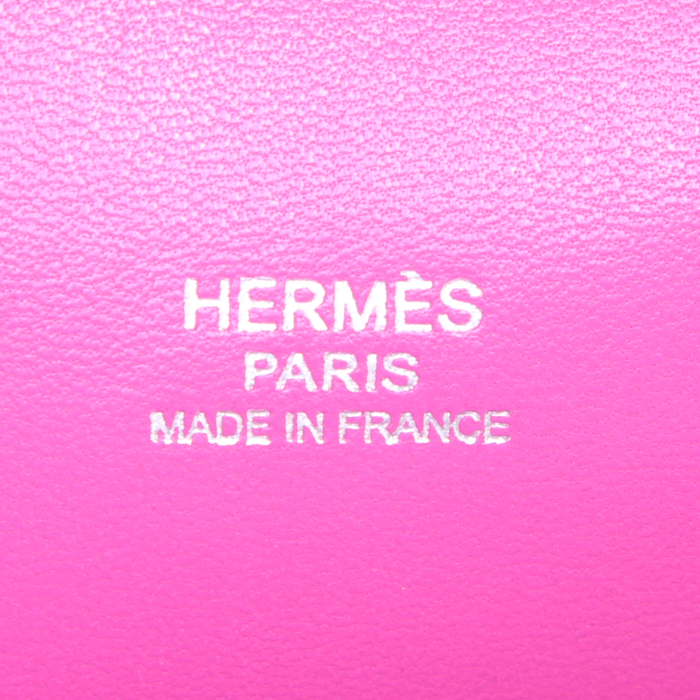 Bolso de mano Hermes Bolide modelo mediano en avestruz rosa fucsia - Detail D4