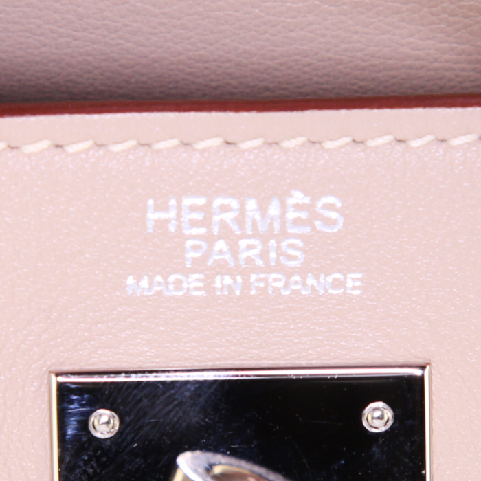 Sac à main Hermes Kelly 32 cm en cuir Swift beige - Detail D4