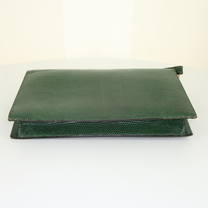 Hermes Lydie shoulder bag in green lizzard - Detail D4