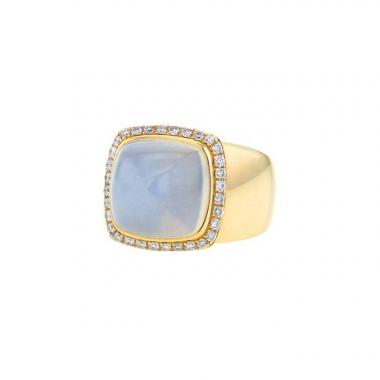 Fred Pain de Sucre medium model ring in yellow gold,  diamonds and moonstone