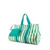 Hermes Cannes large model shopping bag in white and turquoise bicolor canvas - 00pp thumbnail