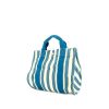 Small model shopping bag in white and blue bicolor canvas - 00pp thumbnail