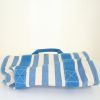 Small model shopping bag in white and blue bicolor canvas - Detail D4 thumbnail