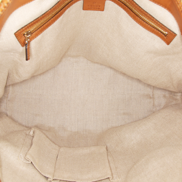 Bolso de mano Gucci Marrakech en lona Monogram marrón y cuero marrón - Detail D2