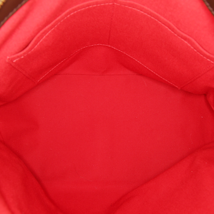 Bolso de mano Louis Vuitton en lona a cuadros revestida y cuero marrón - Detail D2