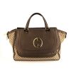 Gucci 1973 handbag in beige canvas and brown leather - 360 thumbnail