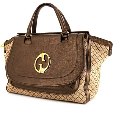Gucci Violet Ostrich Medium New Jackie Bag Gold Hardware (Like New)