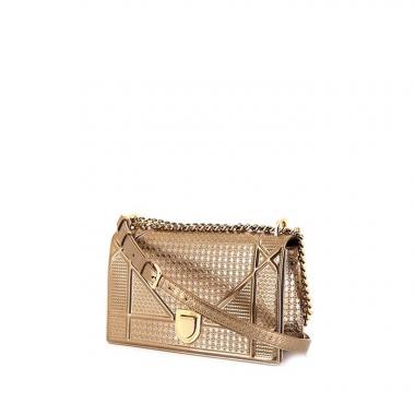 Bolso bandolera Dior Diorama en charol dorado